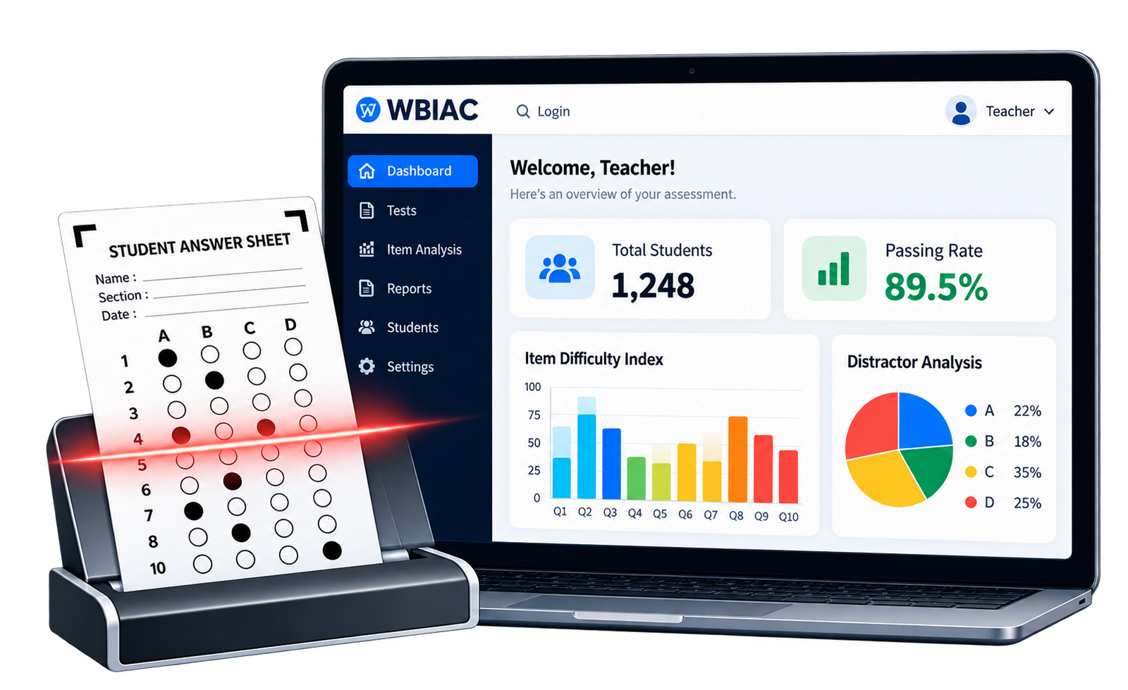 WBIAC Dashboard and OMR Scanner Mockup